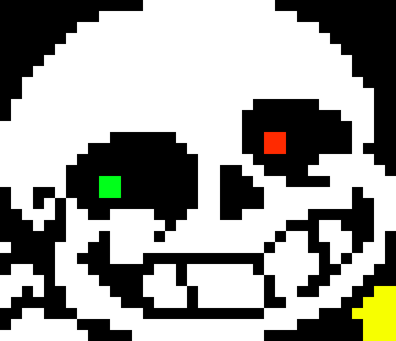 [11a9d7] Thanks! -the lights in my skull starts to flicker and my eyes turn green and red -ShopKeeper Sans