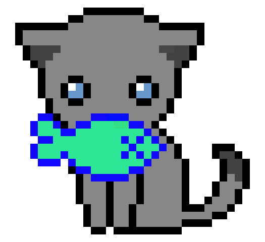 [9664c4] kitten eating fish
