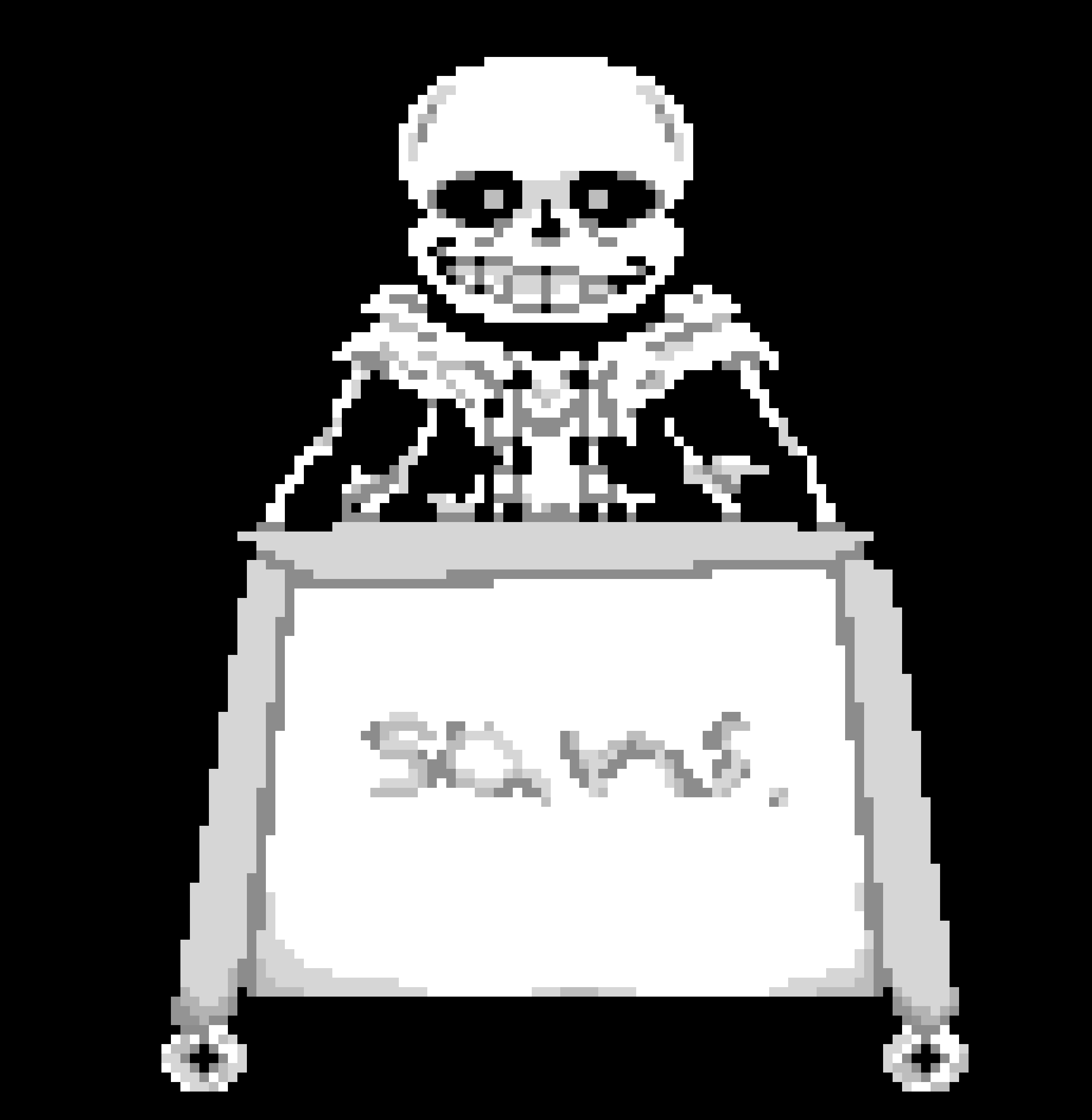 [fa24c9] [ * Camera pan in on Ebott Square - PAM Central, sans is standing behind his stand, selling hotdogs and hot cats. ]