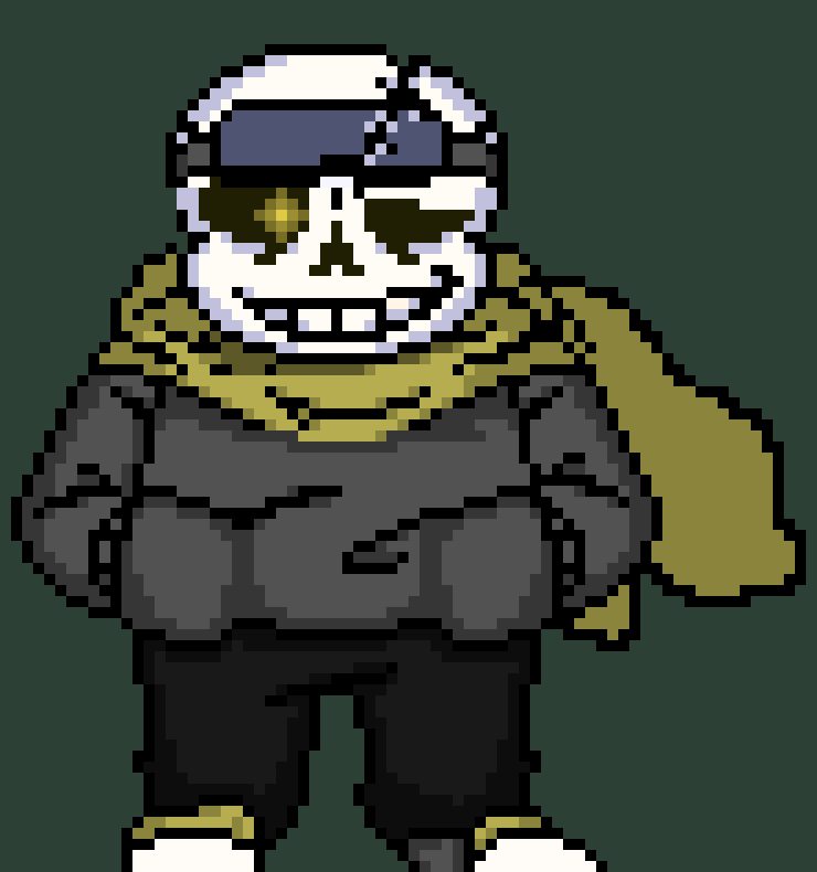 [0b51d0] -He jumps onto the blaster, humming some of the Undertale theme.- [Skeld (Kemuri)]