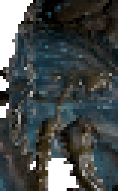 [990543] *It approaches Hyakki, who sees a massive, Blue glowing crab walking towards her.*