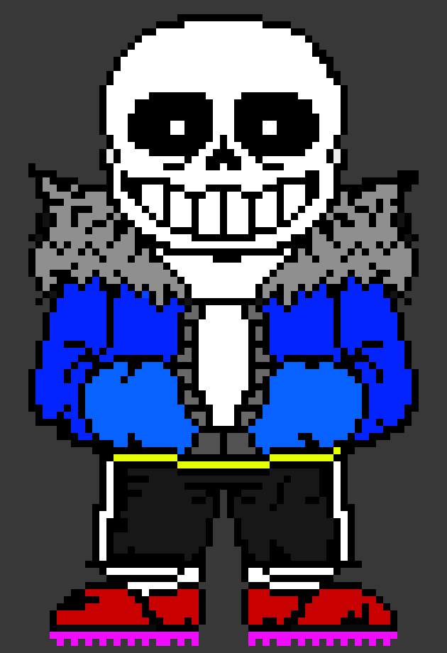 [c07510] This is After DST sans he's basically Undertale sans but well From undertale to DST and try to return to undertale but of course something change