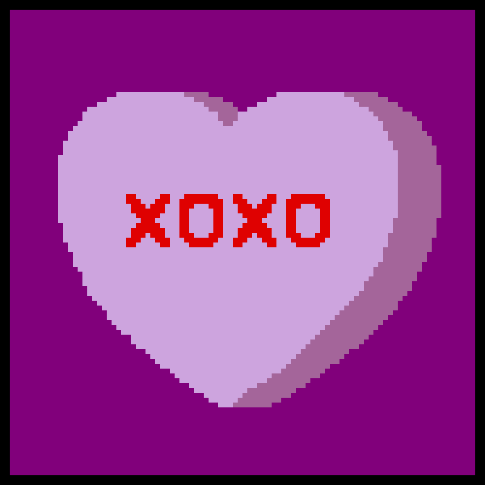 [6200ba] Purple "XOXO" Candy Heart (Boarder)