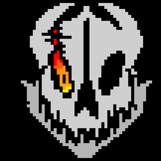 [a23199] *The gaster blaster chases moau while she is tryig to get away*