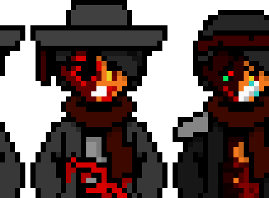 [5b29e4] Adan Rhydius' other older brother, Alistair Rhydius, who was a part of their family's death and who helped Shroud and the Red Ring kill them) (Left: Normal; Middle: After first encounter with Adan that came from Adan trying to save his family, but was too late; Right: Appearance in Episode 5 at The Sardine bar, where he has his last confrontation with Adan)