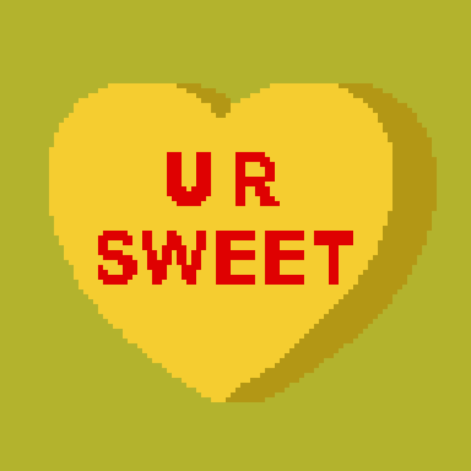 [6200ba] Yellow "U R Sweet" Candy Heart (No Boarder)