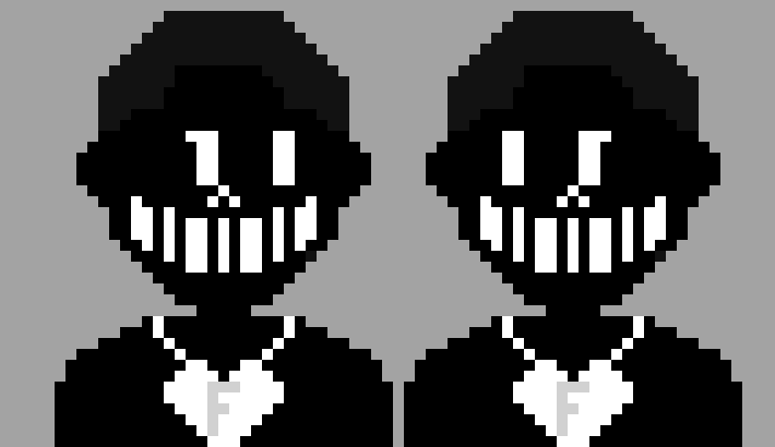 [f455be] *Both Speaking* Strange...I look...weird.