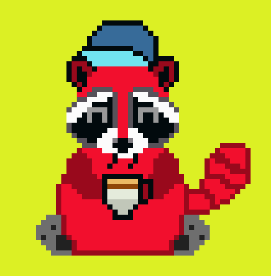 [9cd128] Cap Raccoon Coffee Red