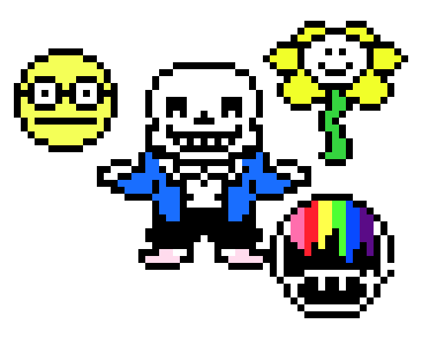 [9664c4] Nerdy Face, Sans, Shroom, and Flowey