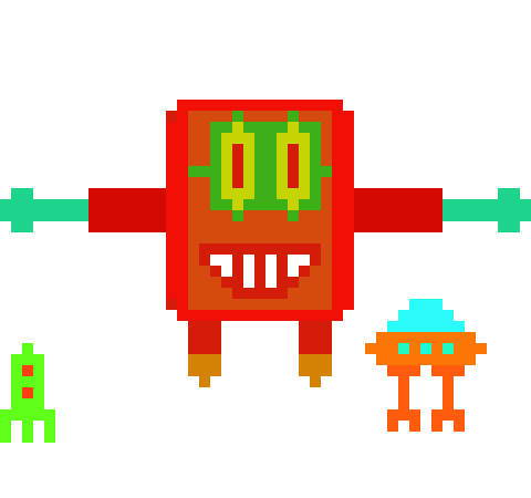 [9664c4] robotron green space ship mini and U.F.O