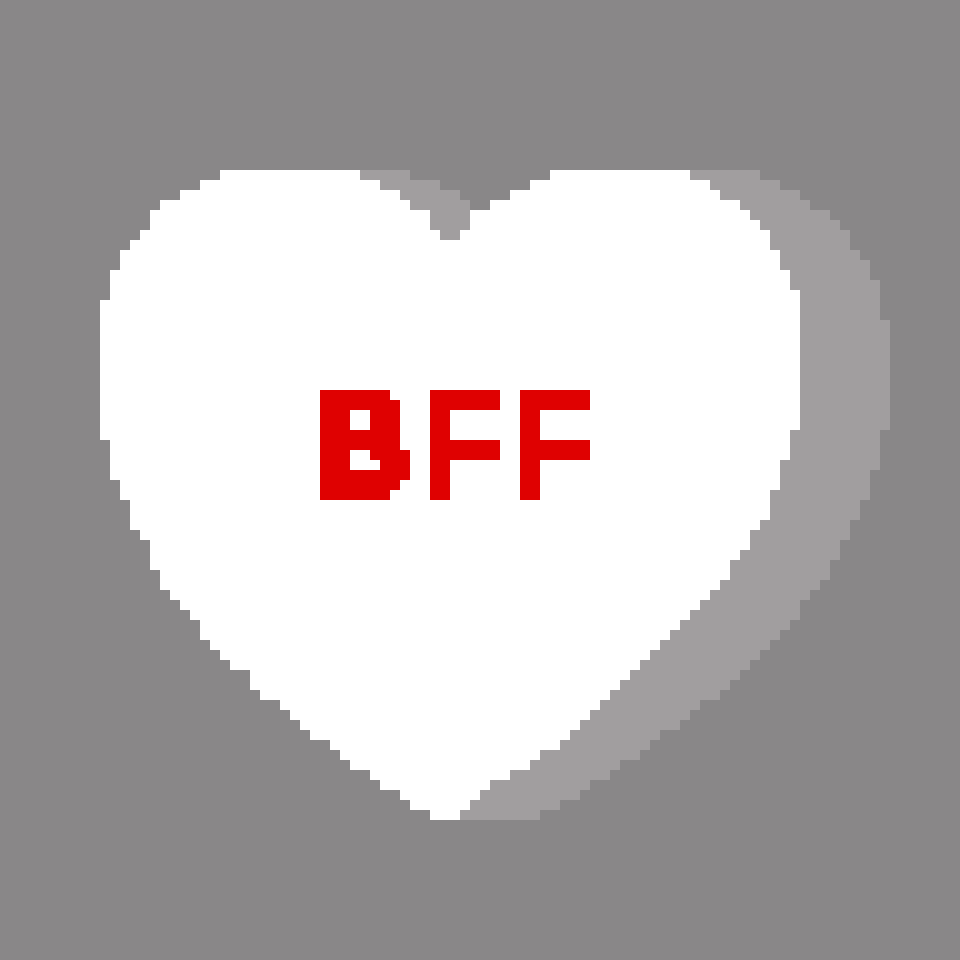 [6200ba] White "BFF" Candy Heart (No Boarder)