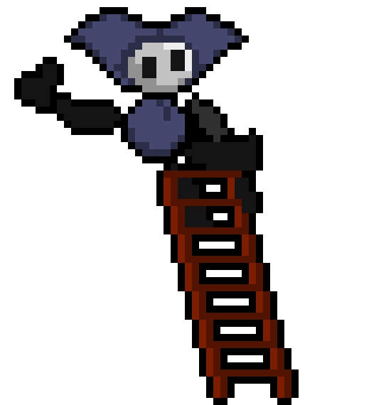 [77b851] ( There Drone is on a ladder waving, )