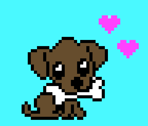 [d84304] Acute puppy with a bone