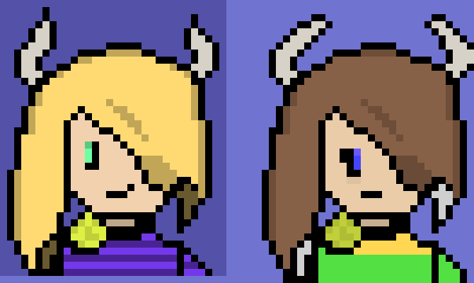 [95be89] [Well... The horns are perked up, different shirt, hair and eye color; and with the background being darker, I don`t think it`s that much of a petty recolor! -Larry-]