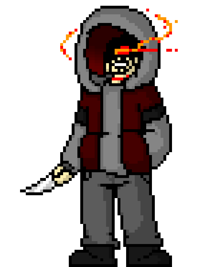 [7b7bce] nothing huh? dont worry...ill make this slow...and painful...-he jumps at the creature again with knife while three spikes appear behind the creature-