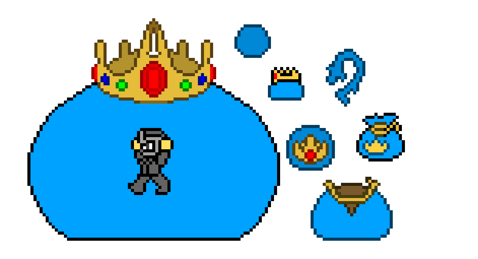 [cef114] Imma do this for every Terraria boss. I'll make them, make their summoning iten, make their mask, make their treasure bag, make their expert mode item, and something(s) thats a drop. Anyways King Slime. -pepo