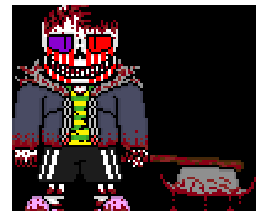 [f34aea] *a time break occurs, the Terror that just killed dust swaps timeline with present Terror* huh? Where am i? Why do i see some goodie too shoos tall rainbow freak, another tall freak with monochrome clothing and a identical copy of the monochrome clothed 1 but with a blood stain on his cheek, he also looks very insane?!