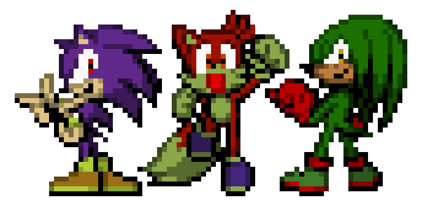 [6c26bc] Team Tailswipers (Mauvo, Naranjo, and Brawlo) (Before "The Accident") - Sonic OC's
