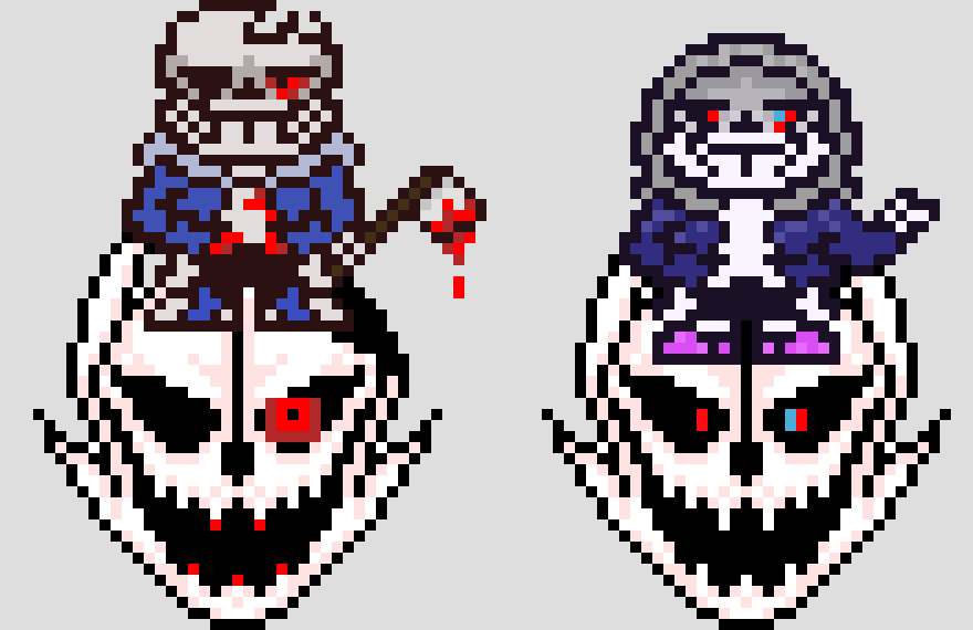 [71ea35] *Horror tp to one of the dst and starts stabbing one of them while dust grabs a purple bone and fights the other