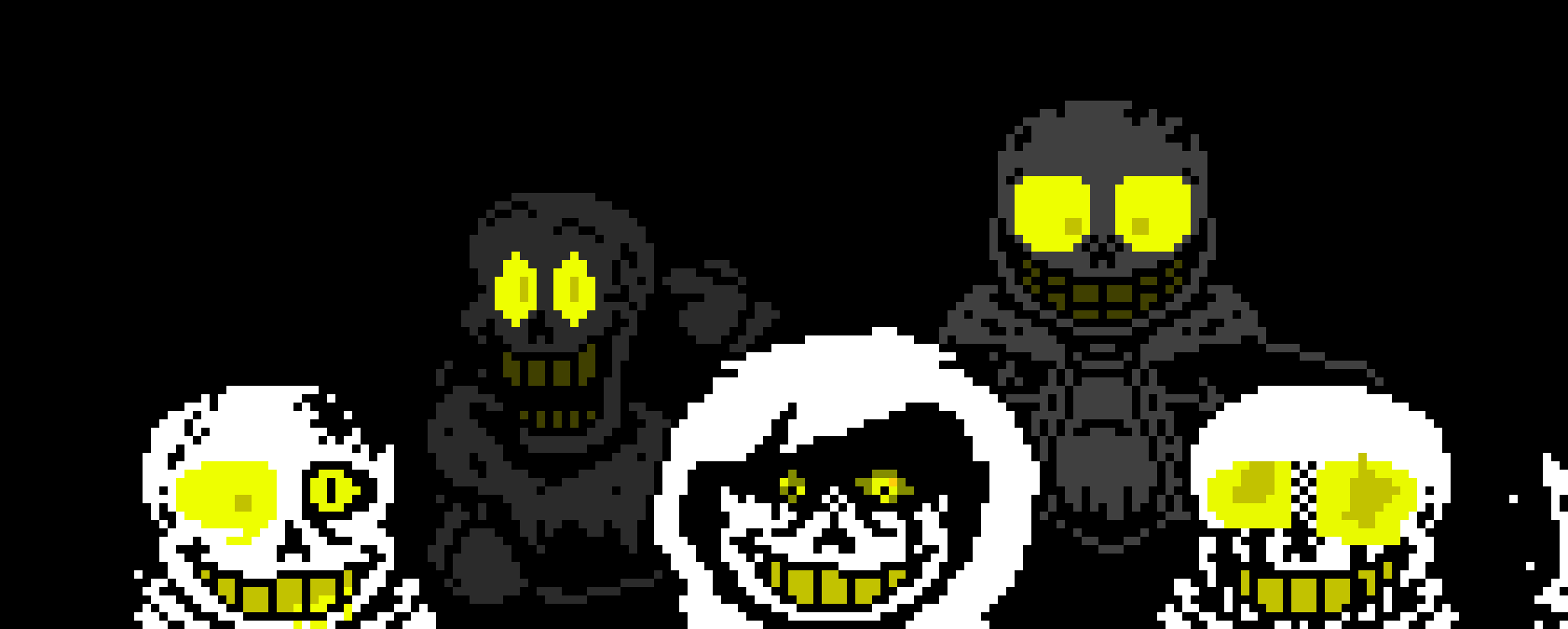 [ff5a67] Gold!Murder Time Trio + Gold Ghost Papyrus and Gold Insanity Sans