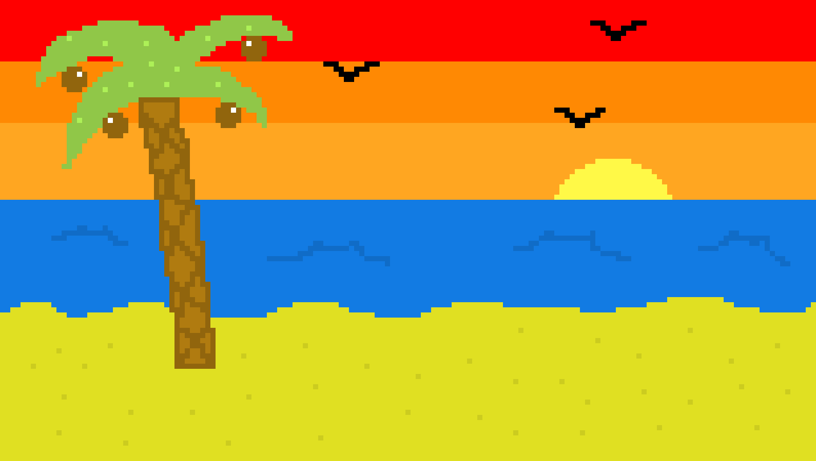 [9664c4] Tropical Sunset Pixel Art