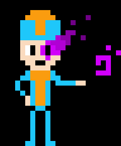 [f455be] (As for my idea about Chris's fangame. T is helpful. He shows up, giving you information on how the game works or new Creatures. But he always jumps around a corner or something. He yells "BOO!" really loud and scares you, then he starts laughing very loud saying things like "You should have seen your face! Anyways.." Then he describes something, and teleports away.)