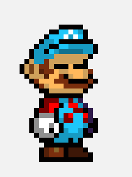 [855695] the powerup wares off and smario stares down at the destroyed PAM city and goes into the dark cave)