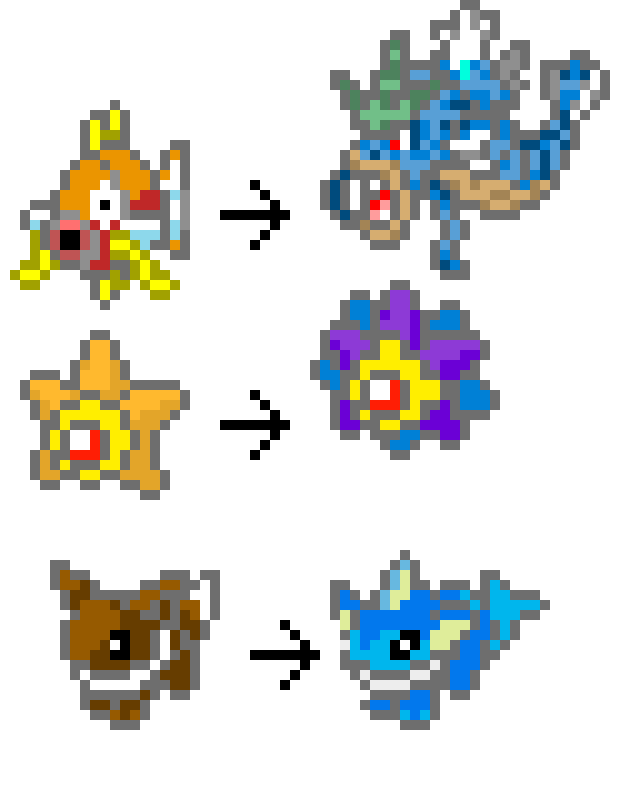 [9664c4] Pixel Water Pokemon Evolutions