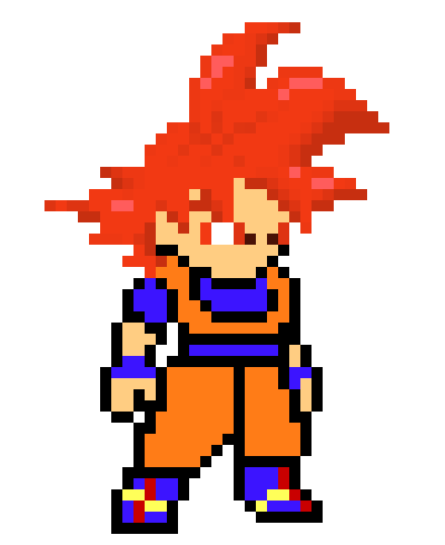[9664c4] 8 Bit Goku super saiyan god (IMPROVED) Amazing Cheetah made the original...