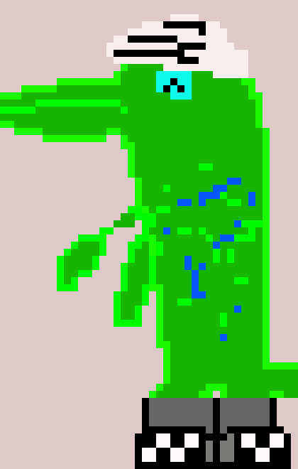 [b8a66e] lizerdman is veri hepi becose he has shoese but it seemese dat the peopel that lizerdman sitse on isnte happie