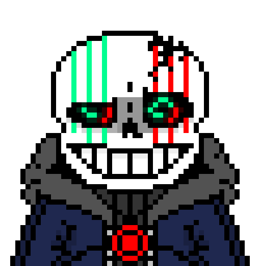 [11a9d7] -red and green lights goes around killer's skull- -Killer Sans