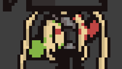 [7e7a2a] Forgor to mention this but le bumps on his body represent his eye colors, green and red.