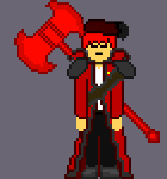 [e72e9f] *slashes the attacks the grabs smiley and throws him into the ground and throws my axe on him turning purple*