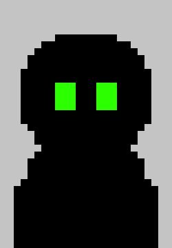 [30dec3] (everyone saw green eyes coming from a dark part of the room). -???