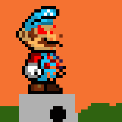 [fc6325] smario starts to loose his pixels... he tried to save PAM... but his mission failed...)