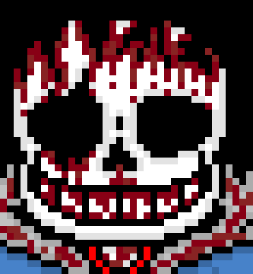 [e8cb42] months ago, before i even had my tall ass sprite, when i was making a new Terror  i think it was V5, this what he was gunna look like, just without the trident, but i found the axe sprite, but now he is reborn into his own Sans, Maniacal