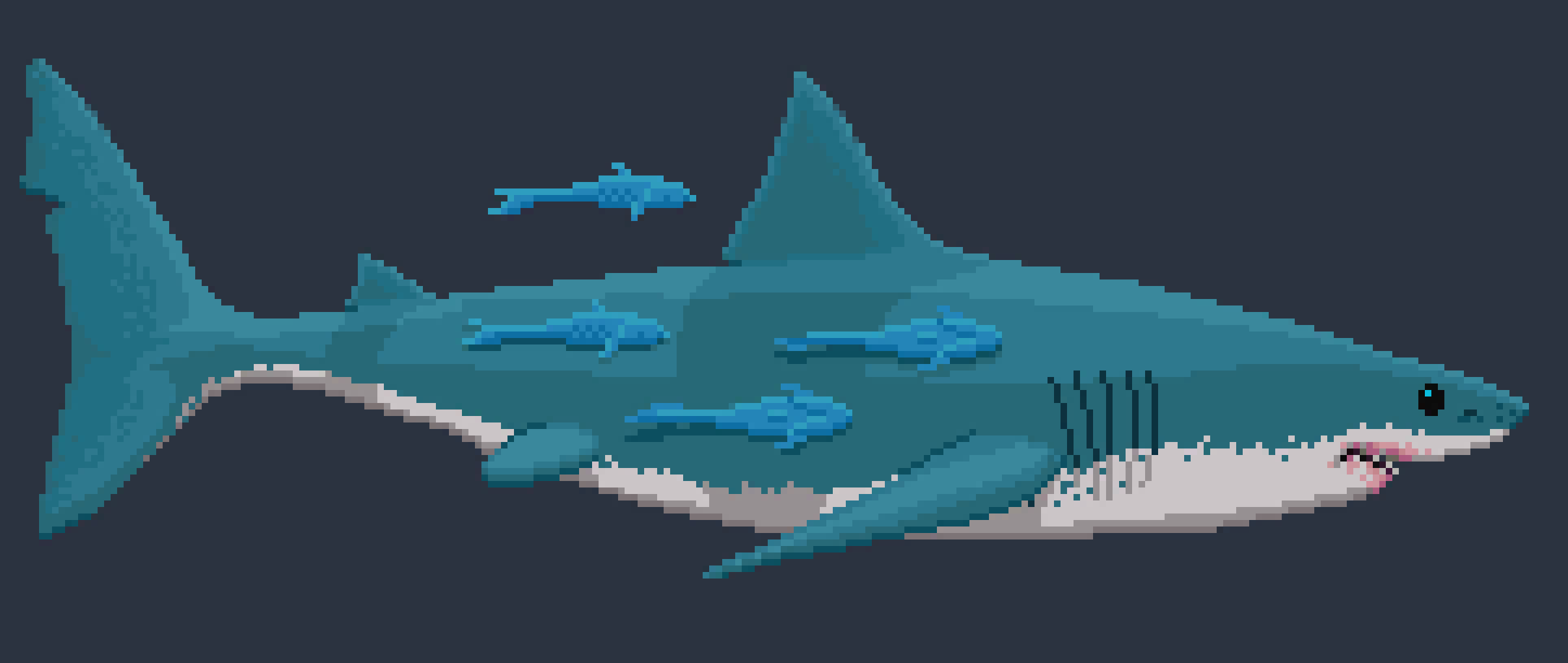 [4a2a29] -[ The Shark jumps out of the water, With anybody near said shark being able to hear the splash. ]-