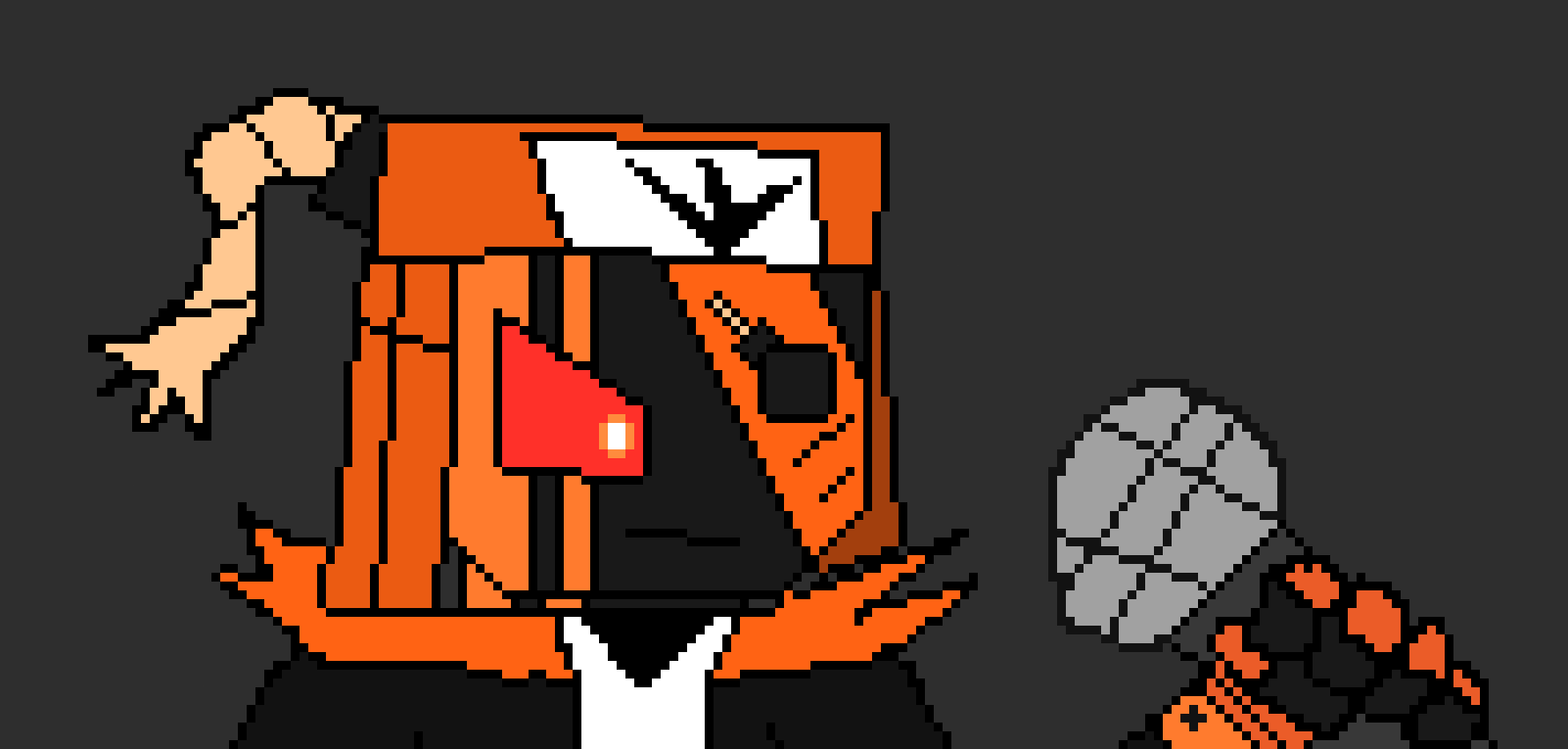 [812b32] *sees the broken robot* the heck.... - Molt!