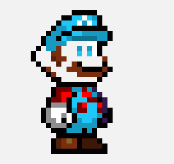 [855695] sees a robot body which looks like him but with a werid white smily face mask)