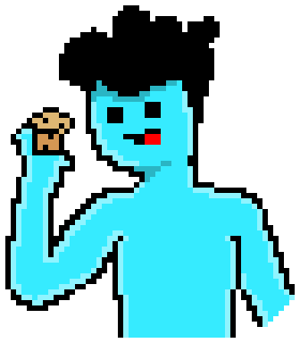 [e0afec] no ones talking so imma post actual art. Skeppy eats muffin. -TomKat