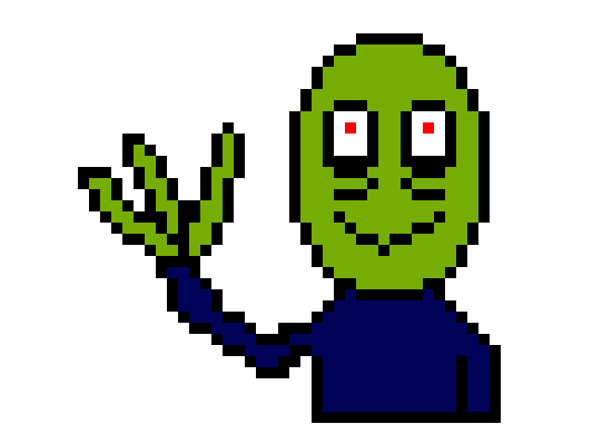 [899367] if you dont know who this is wich is not suprisining he's salad fingers and hes not an alien if you want to know more search him up)credit to david firth and the creator
