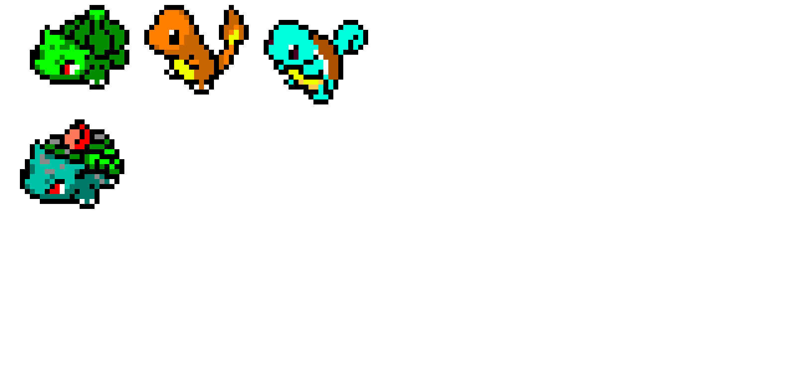 [9664c4] Pixel Art Gen 1 Starter Squad