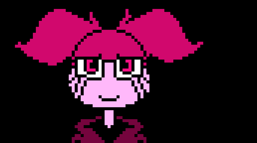 [baf04b] ~+79 blades fire at Frisk and Chara as she puts up a Spinel colored barrier+~