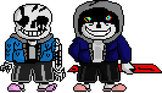 [807e0a] A..l...a..g...l..a..m..ta...le? &/and faithless!dusttale/faithless dust sans (reload 'cuz of glitch this time also 'cuz of al...a...glam? sans arm was not filled in with color.)