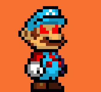 [fc6325] smario summons a giant fire ball and it turns into a giant meteor and is teleported above the orb in the sky)