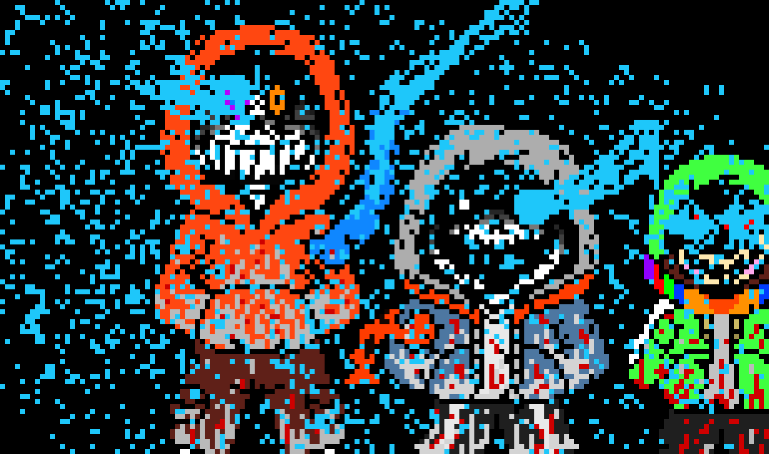 [2ff831]  The Penta-Gone-Trio(SO!Dusttale) Sans Papyrus and Chara