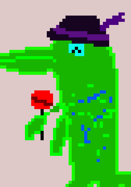 [b8a66e] lizerdman takese the lillipoppe and lokese at the peopel, and he bekoms veri hepi and happily bitese the peopel in the legge