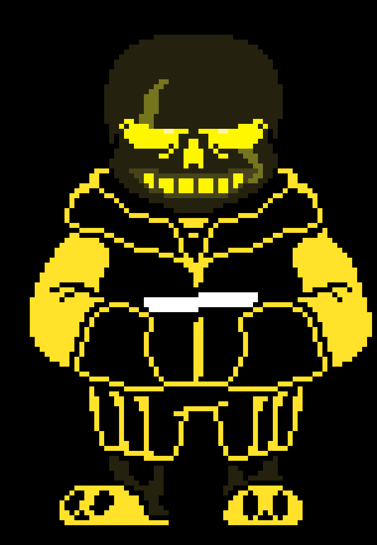 [55e4e5] -changes form and gets up as fast as he can summoning a negative bone and blocking sans with negative bone, summoning bone throws- -Negatale Sans