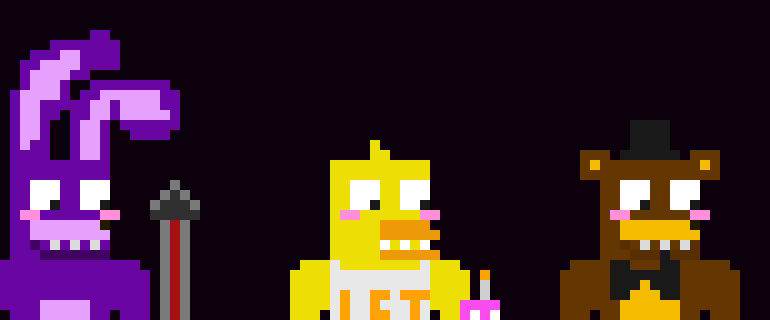 [390dcd] bonnie,chica and freddy watching foxy doing it with the night guard 