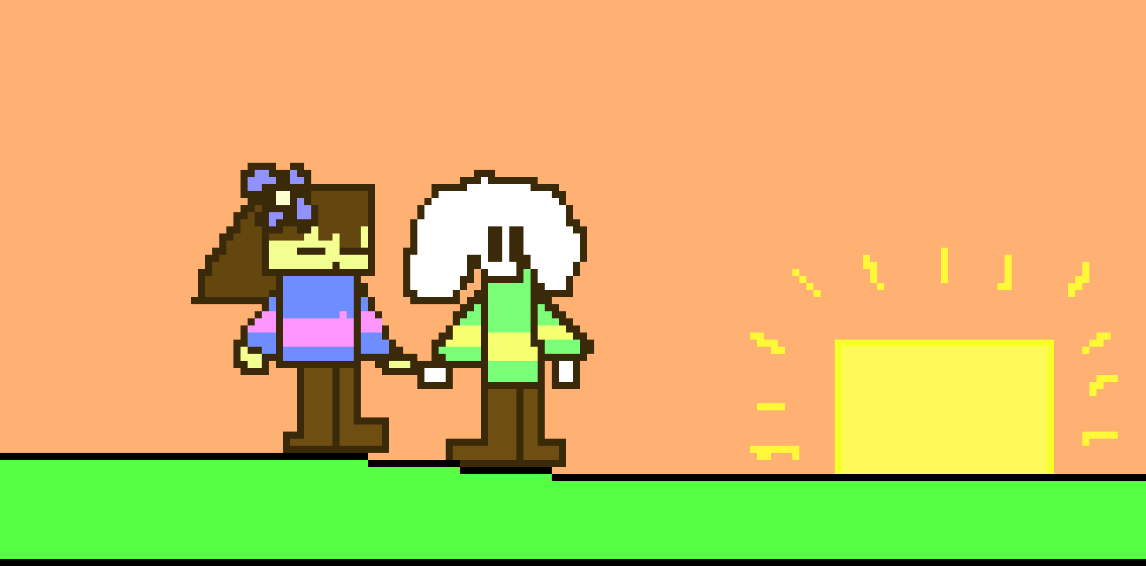 [981abf] Frisk and Asriel at the sunset